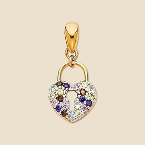 14K Two-Tone Gold Multi Lock Pendant with CZ Stones –
